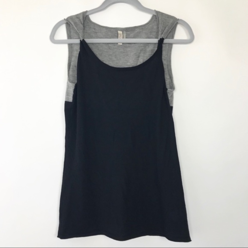 Shorn Cashmere Twisted Sleeve Tank Black Gray M